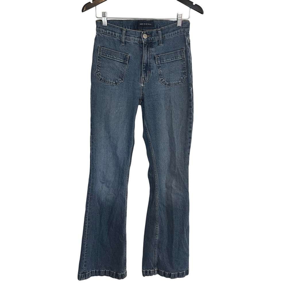 Aeropostale Womens High Rise Flare Jeans Size‎ 4 Regular Denim Front Pockets